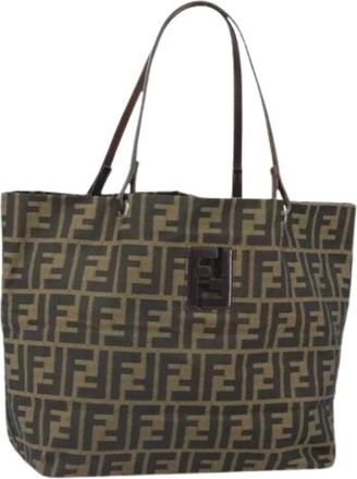 Fendi Pre-owned Tote Bags, female, Brown, Size: ONE SIZE Pre-owned Canvas Tote Bag