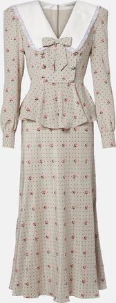 Alessandra Rich Abito midi in seta a pois