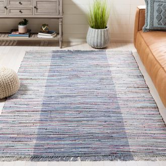 Safavieh Rag Rug Machine Made Area rug, Purple / Blue Bohemian Style Easy Care