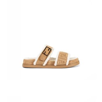 Fendi FF Suede and Shearling sandals