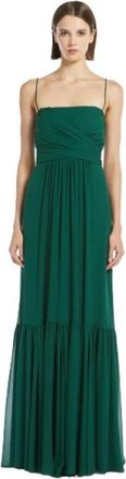Max Mara Georgette Draped Dress - Dames - Maxi kleedjes - Groen - 2XL - Kleedjes