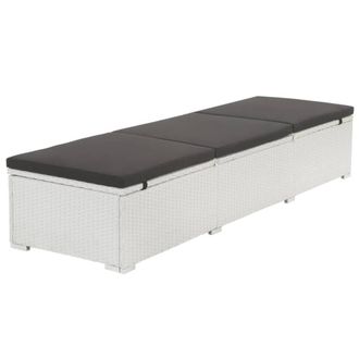 Berkfield Home Sun Lounger with Black Cushion Poly Rattan White