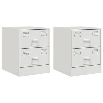 Berkfield Home Bedside Cabinets 2 pcs White 34.5x39x44 cm Steel