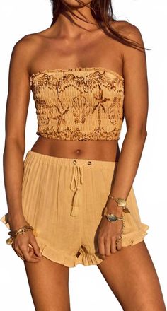 SPELL Mermaid Cove Bandeau Top In Tan