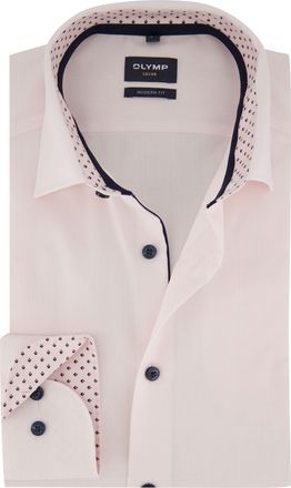 Olymp overhemd roze gestreept normale fit semi wide spread boord