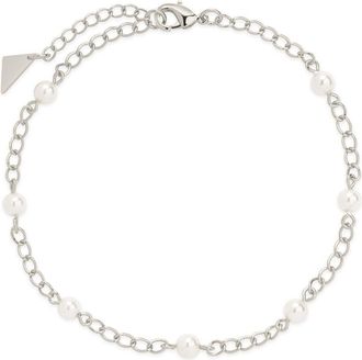 Sterling Forever Coast Pearl Chain Anklet