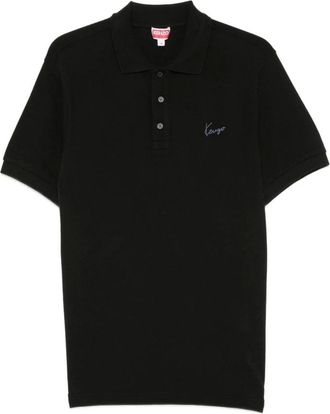 Kenzo Tops, Heren, Zwart, XL, Katoen, Signature Geborduurd Slim Polo