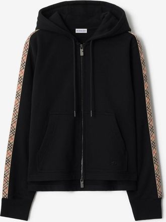 Burberry Check Trim Cotton Zip Hoodie