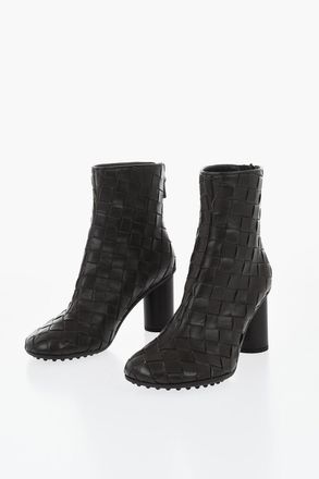 Bottega Veneta Stivaletti in Pelle Intrecciata ATOMIC con Tacco Cilindrico 8cm Bottega Veneta