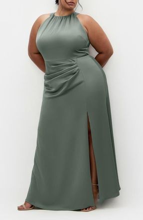 City Chic Celina Pleated Sleeveless Maxi Dress in Sage at Nordstrom, Size Xxxs