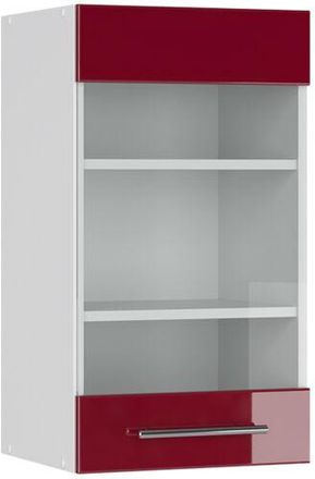 Vicco Armario de cocina con vidrio Fame-Line, Rojo Burdeos alto brillo, 40 cm