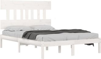 vidaXL Estructura De Cama De Madera Maciza Blanca 140x190 Cm Vidaxl