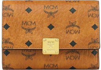 MCM Aren Trifold Wallet in Visetos in Cognac at Nordstrom