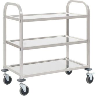 vidaXL Carrello da Cucina a 3 Livelli 96,5x55x90 cm in Acciaio Inox - Vidaxl