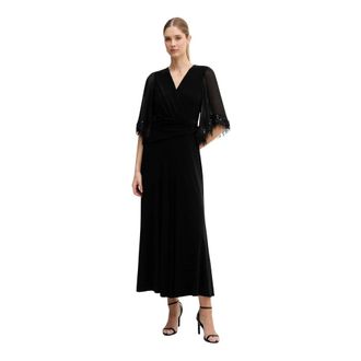 Joseph Ribkoff Fringed V-neck Jumpsuit - Dames - Jumpsuits - Zwart - XS - Polyester - Jumpsuits & Playsuits