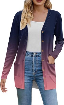 Generic Womens Autumn Sweaters Lightweight Soft Knit Cardigan Womens 2025 Fall Fashion Cardigan for Women Long Sleeve Open Front Coat with Pockets