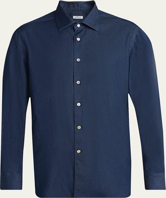 Kiton Mens Chambray Classic Fit Button-Down Shirt