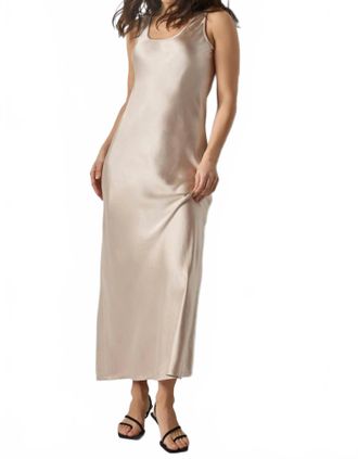 Lilla P Satin Bias Maxi Dress In Angora