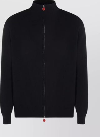 Kiton high collar ribbed knit sweater with cuffs