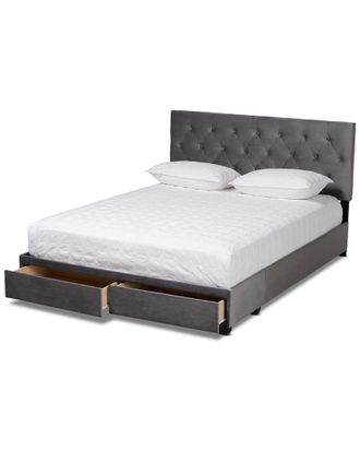 Design Studios Caronia Velvet 2-Drawer King Size Platform Storage Bed