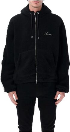Amiri Hoodies & sweatvesten, Heren, Zwart, L, Polyester, Bones Fleece Zip Hoodie