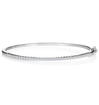 The Diamond Store 1ct Lab Diamond Eternity Bangle H/Si Quality Set in 9K White Gold