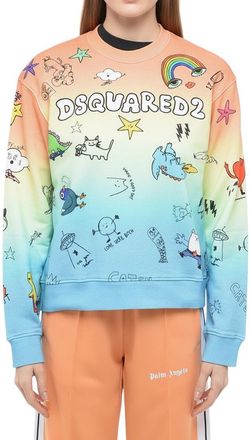 Dsquared2 Multicolor Printed Crew Neck Sweatshirt