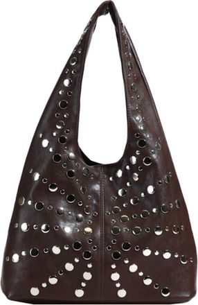 Generic Trendy Polka Dot Studded Bucket Bag for Women, Cool Casual Convertible Armpit Shoulder Tote Bag