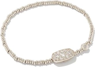 Kendra Scott Grayson Crystal Stretch Bracelet Rhodium White Crystal