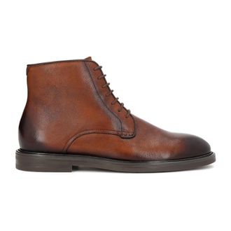 Kazar Schoenen, Heren, Bruin, 45 EU, Leer, Kazar Elegante platte enkellaarzen van bruin echt leer
