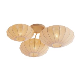 QAZQA Qazqa L&aacute;mpara De Techo Japandi Beige 3 Luces - Multi Bida