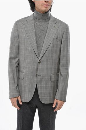 Corneliani CC COLLECTION Wool Single Breasted Blazer With Houndstooth M size 56