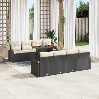 vidaXL Conjunto De Sof&aacute; De Jard&iacute;n 7 Pcs Negro Y Crema 100 X 55 X 73 Cm Vidaxl