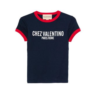 Valentino T Shirt Blu, Rosso-Donna