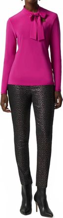Joseph Ribkoff Octavia Opulence Long Sleeve Bow Neck Top In Fuchsia