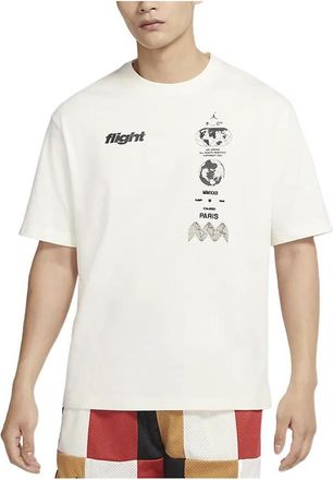 Nike Jordan Mens Air Jordan Minimalistic Alphabet Logo Printing Round Neck Pullover Short Sleeve Creamy White T-Shirt DV3076-133