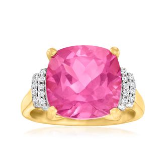 Ross-Simons Pink Topaz Ring With Diamond Accents in 18kt Gold Over Sterling