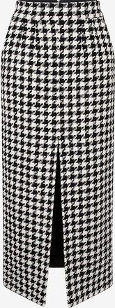 Dolce & Gabbana Langer schmaler geschlitzter Wollrock mit Makro-Hahnentritt