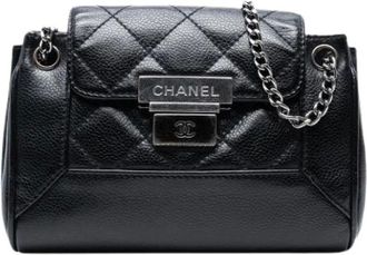 Chanel Pre-owned Cross Body Bags, female, Black, Size: ONE SIZE Pre-owned Vintage Leather Crossbody Bag