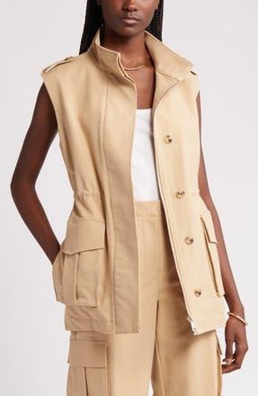 Nordstrom Cotton Utility Vest in Tan Travertine at Nordstrom Rack, Size Medium