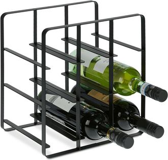 Relaxdays Relaxdays - Metal Wine Rack, 9 Bottles, HxWxD: 30.5 x 27 x 20 cm, Free Standing, Drinks Holder, Kitchen & Bar, Black