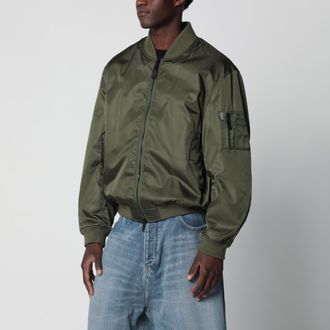Balenciaga Khaki green nylon zip-up jacket
