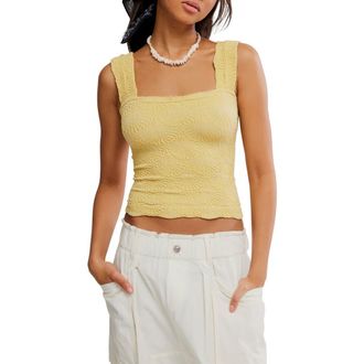 Free People Love Letter Floral Knit Camisole in Sicillian Yellow at Nordstrom, Size X-Small