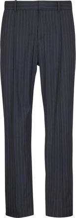 Balmain Broek met rechte pijpen in krijtstreep wol - Heren - Nette broeken - Blauw - S - Wol - Broeken