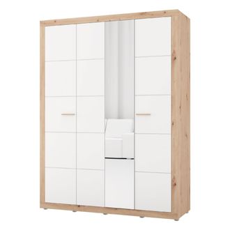 Dmora Armario Grande Pushka, Ropero Dormitorio, Perchero, 4 Estantes, 6 Compartimentos, 156x208h Cm Blanco Mate