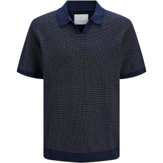 Jack & Jones Jack And Jones Heren Gebreid Split Hals Poloshirt (Nachtelijke hemel)