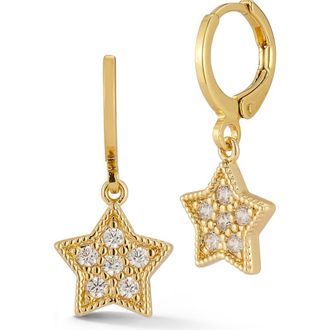Sphera Milano Cubic Zirconia Drop Huggie Hoop Earrings in Gold at Nordstrom Rack