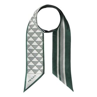 Prada (WMNS) PRADA FW25 Printed Silk Skinny Scarf Green 1FF008-2C81-F077U