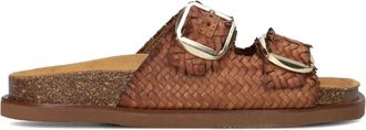 Notre-V Bruine leren zomerslippers - Dames - Sandalen - Bruin - 37 EU - Leer - Schoenen
