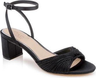 Badgley Mischka Pretty Ankle Strap Sandal in Black Satin at Nordstrom, Size 9.5